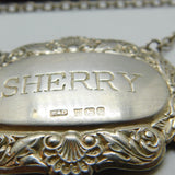 Sterling Silver Scallop Edge Sherry Decanter Label Vintage 1977 Birmingham