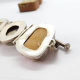 Large Sterling Silver, Quartz & Abalone Pearl Statement Bracelet Vintage c1980