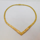 Italian Gold On Sterling Silver Tri-Colour Chevron Collar Necklace Modern c1990