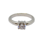 Sterling Silver CZ Solitaire Engagement Band Ring Vintage c1970 Size N