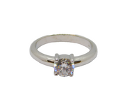 Sterling Silver CZ Solitaire Engagement Band Ring Vintage c1970 Size N