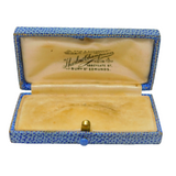 Art Deco Blue Leather Jewellery Box 'Thurlow Champness, Bury St. Edmunds'