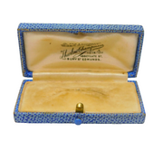 Art Deco Blue Leather Jewellery Box 'Thurlow Champness, Bury St. Edmunds'