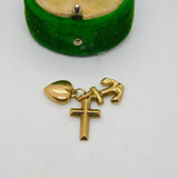 9ct Yellow Gold, Faith, Hope & Charity Charm Pendant Vintage 1973 London