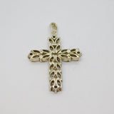 Sterling Silver Chunky CZ Cross Charm Pendant Contemporary c1990s