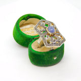 Sterling Silver Gilt Diamond & Iolite Art Deco Dress Ring Antique c1930 Size M