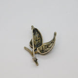 Sterling Silver Marcasite & Enamel Ladybird Leaf Form Spray Brooch Antique c1930