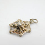 Sterling Silver Spider in her Web Charm Pendant Vintage c1970