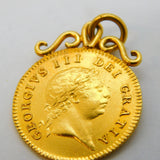 George III 22ct Gold Half Guinea Coin Pendant Antique 1804 Very Fine