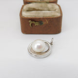 Sterling Silver Pearl Drop Charm Pendant Vintage c1970