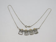 Sterling Silver & Gold Beaded Ornate Panel Chain Necklace Vintage c1970