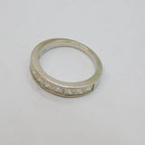 Sterling Silver 9 CZ Square Set Half Eternity Band Ring Modern c2000 Size O 1/2