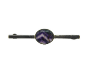Sterling Silver & Derbyshire Blue John Bar Brooch Vintage c1970s