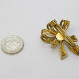 Sterling Silver Gilt & Turquoise Set Filigree Bow Brooch Antique c1930s