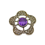 Victorian Sterling Silver Amethyst Celtic Pattern Brooch Pin Antique c1900