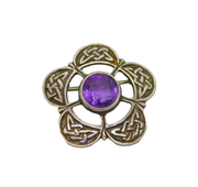 Victorian Sterling Silver Amethyst Celtic Pattern Brooch Pin Antique c1900