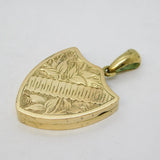 Victorian Gilt Metal Floral Pattern Shield Form Locket Pendant Antique c1880s