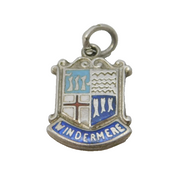 Sterling Silver Enamel Windermere Shield Charm Pendant Vintage c1970