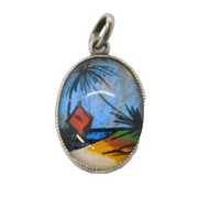 Sterling Silver Morpho Butterfly Wing Drop Charm Pendant Vintage c1970s