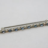 Art Deco Sterling Silver White-Blue Paste Set Bar Brooch Antique c1930s