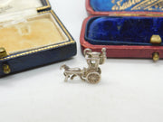Sterling Silver Horse and Buggy Charm Pendant Vintage c1970