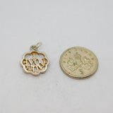 Sterling Silver Floral 'I Love You' Charm Pendant Vintage c1970s