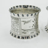 Victorian Sterling Silver No. 1,2 Aesthetic Napkin Rings Antique 1899 London