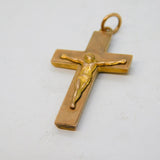 Edwardian 9ct Rose Gold Corpus Christi Cross Pendant Antique c1910s