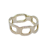 Sterling Silver Modernist Open Shapes Textured Ring Vintage c1970 Size M 1/2