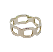 Sterling Silver Modernist Open Shapes Textured Ring Vintage c1970 Size M 1/2