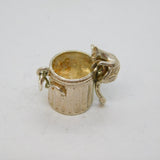 Sterling Silver Cat In Dustbin Charm Pendant Vintage c1970s