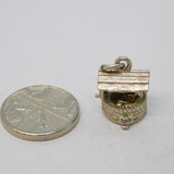 Sterling Silver Cat in the Well Opening Charm Pendant Vintage c1970
