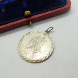 Sterling Silver Large Saint Christopher Travel Charm Pendant Vintage c1970