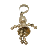 Sterling Silver Handmade Beaded Doll Charm Pendant Vintage c1970