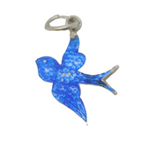 Sterling Silver Enamel Swallow Charm Pendant Vintage c1970