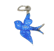 Sterling Silver Enamel Swallow Charm Pendant Vintage c1970
