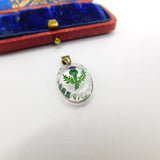 Sterling Silver Painted Glass Scottish Thistle Charm Pendant Vintage c1970