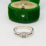 Sterling Silver Square CZ Set Solitaire Ring Vintage c1970 Size P 1/2