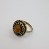 Sterling Silver Baltic Amber Fluted Setting Dress Ring Vintage c1970 Size L