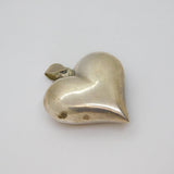 Sterling Silver Large Puff Heart Studio Charm Pendant Contemporary c1990s