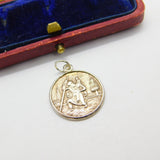 Sterling Silver Circular St Christopher Charm Pendant Vintage c1970