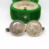 Sterling Silver King Edward VII & George VI Threepence Coin Brooch Antique