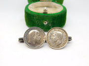 Sterling Silver King Edward VII & George VI Threepence Coin Brooch Antique