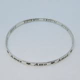 Sterling Silver Latin 'Amo, Amas, Amat' Sweetheart Bangle Bracelet Vintage 1998