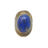 Sterling Silver Cabochon Lapis Lazuli Chunky Statement Ring Vintage c1970 Size L