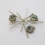 Ortak Scottish Sterling Silver & Moss Agate Spray Brooch Vintage c1970s
