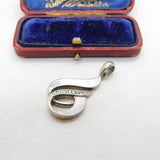 Sterling Silver Diamond Paste Modernist Drop Charm Pendant Vintage c1970