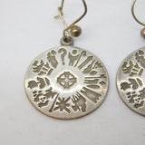 Irish Sterling Silver Pair of Irish Zodiac Symbol Hook Earrings Vintage Dublin