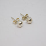 Pair of Sterling Silver 4mm Round Plain Ball Stud Earrings Vintage c1970
