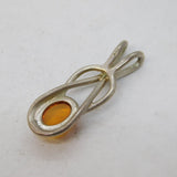 Sterling Silver & Baltic Amber Drop Pendant Vintage c1970s